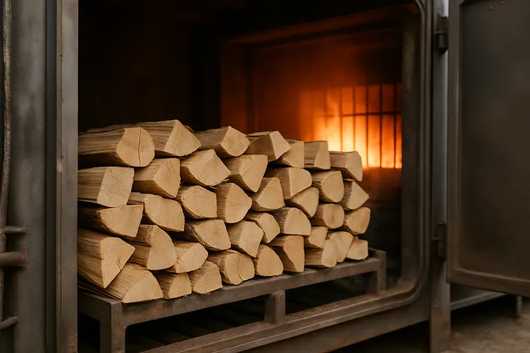 Het droogproces van ovengedroogd haardhout